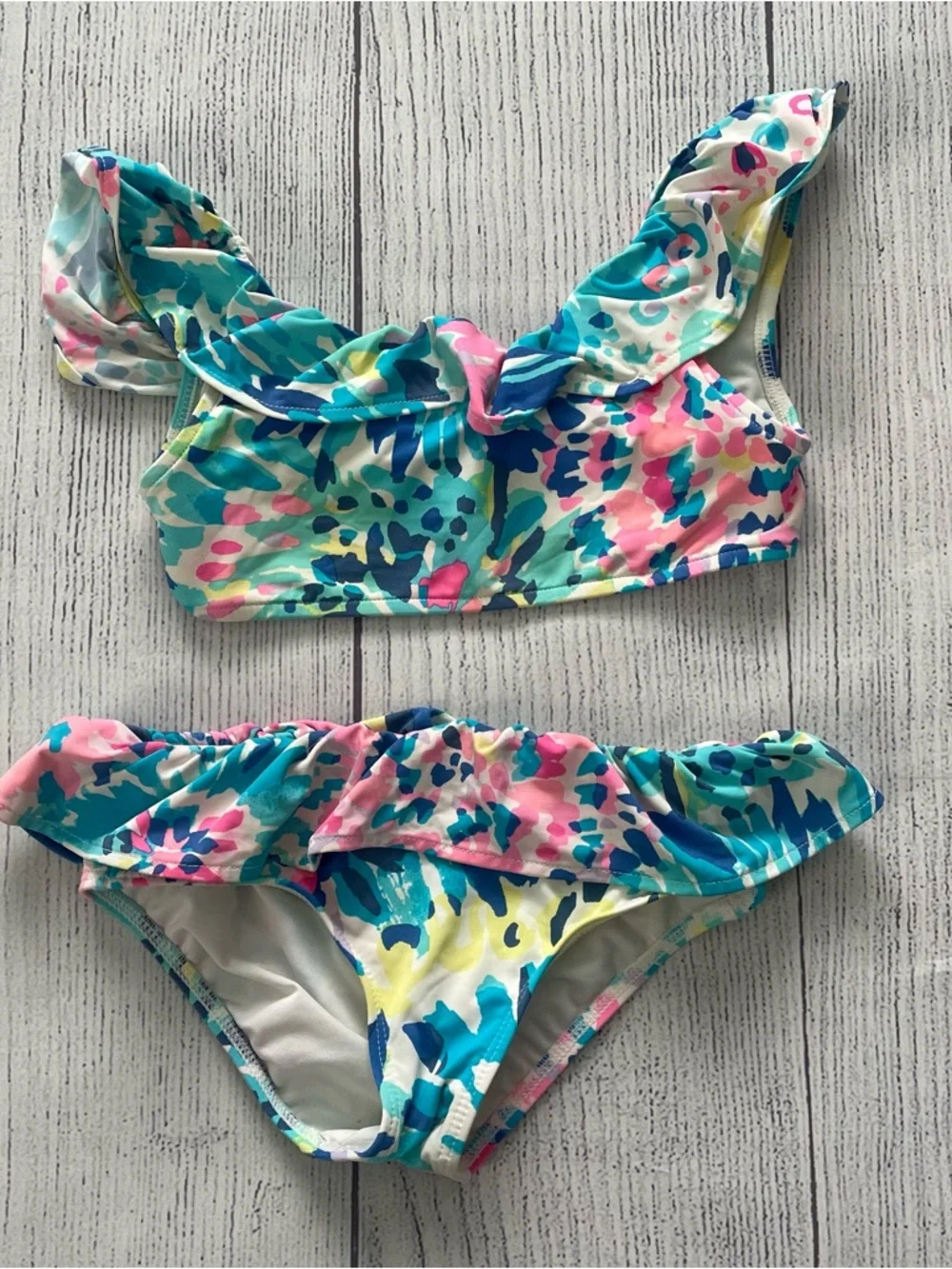Lilly Pulitzer Girls' Christa Ruffle Two Piece Swimsuit Size 4
